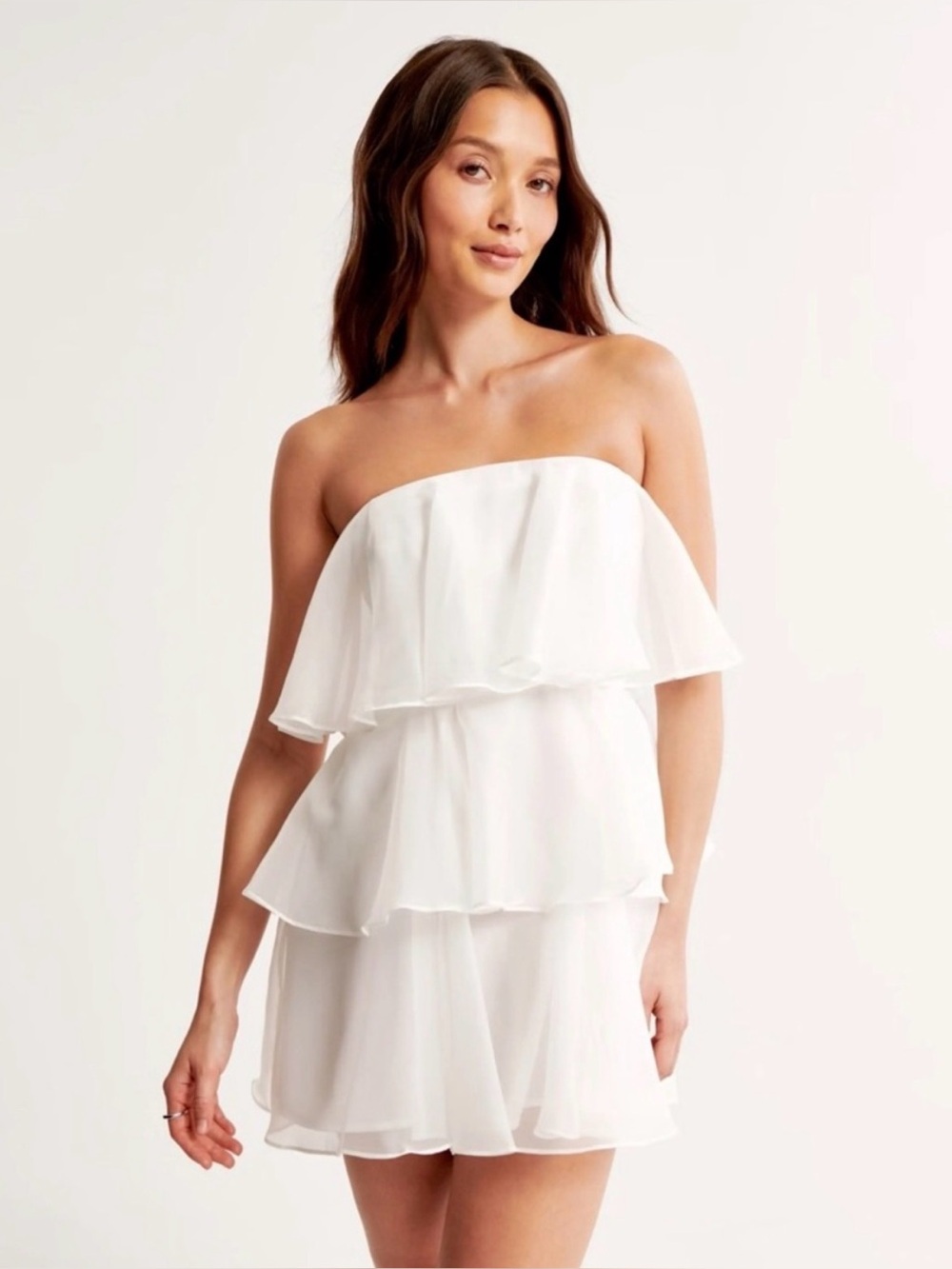 Abercrombie and Fitch Organza Tiered White Dress